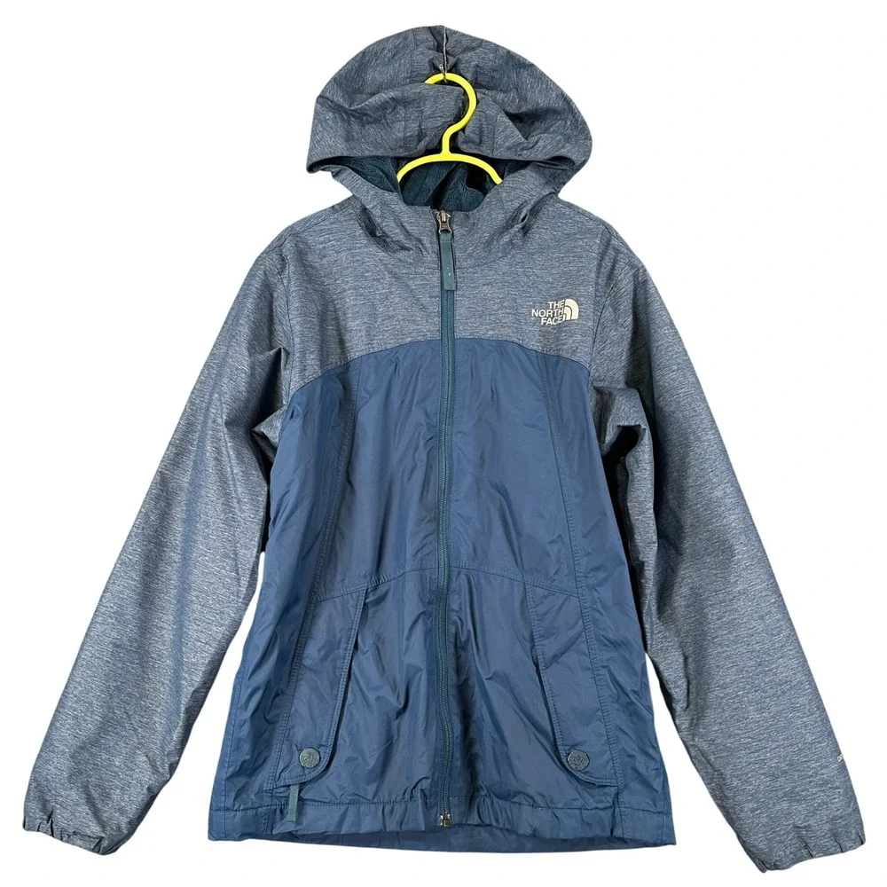 The North Face DryVent Hooded Jacket Girls M 10/12 Blue Fleece Lined School Wear